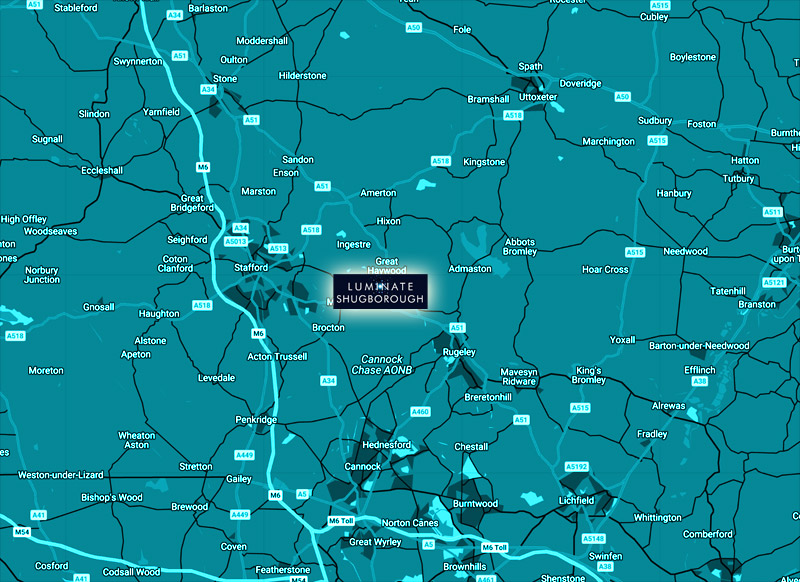 Google Map of Shugborough Estate, Milford, Great Haywood, Stafford. ST17 0UP